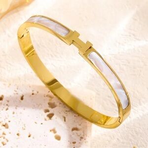 Anthropologie Gold and Cream Bracelet